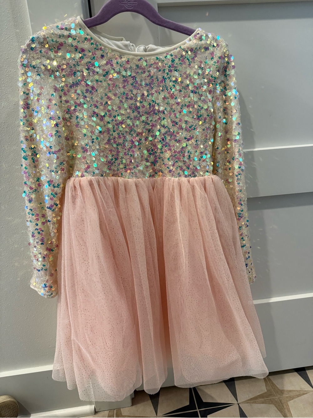 Cat & Jack White and Purple Sequin Dress